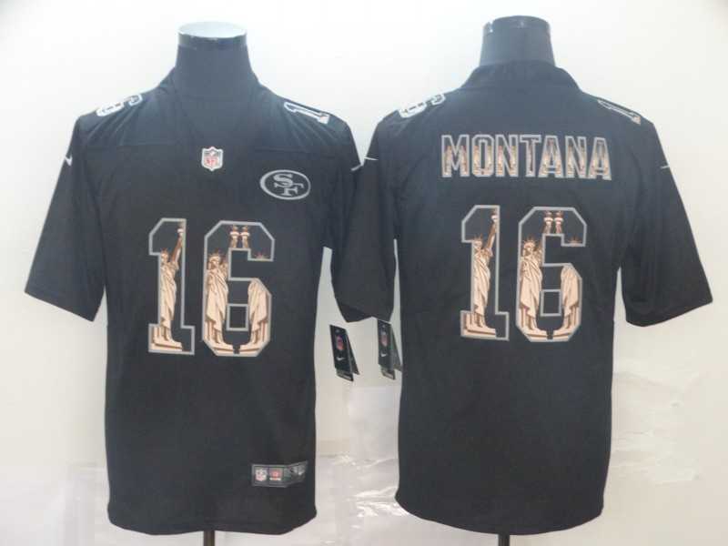 Men's San Francisco 49ers #16 Joe Montana Black Jersey